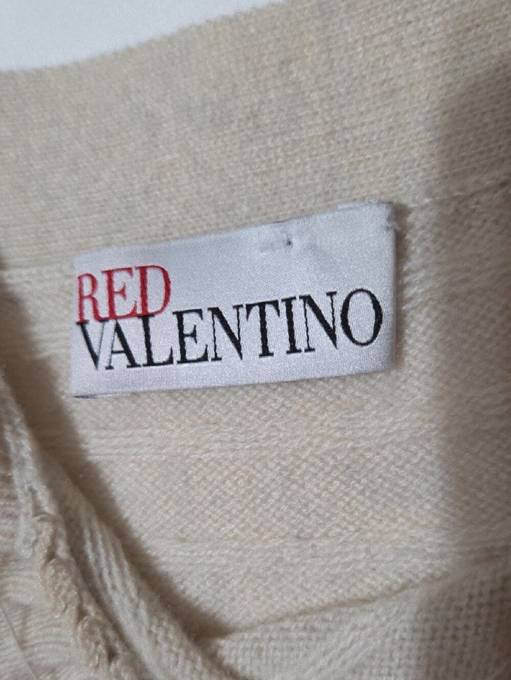 RED Valentino Cashmere Wool Knit Sweater Tank Cream Ruffle Neck - Picture 6 of 8